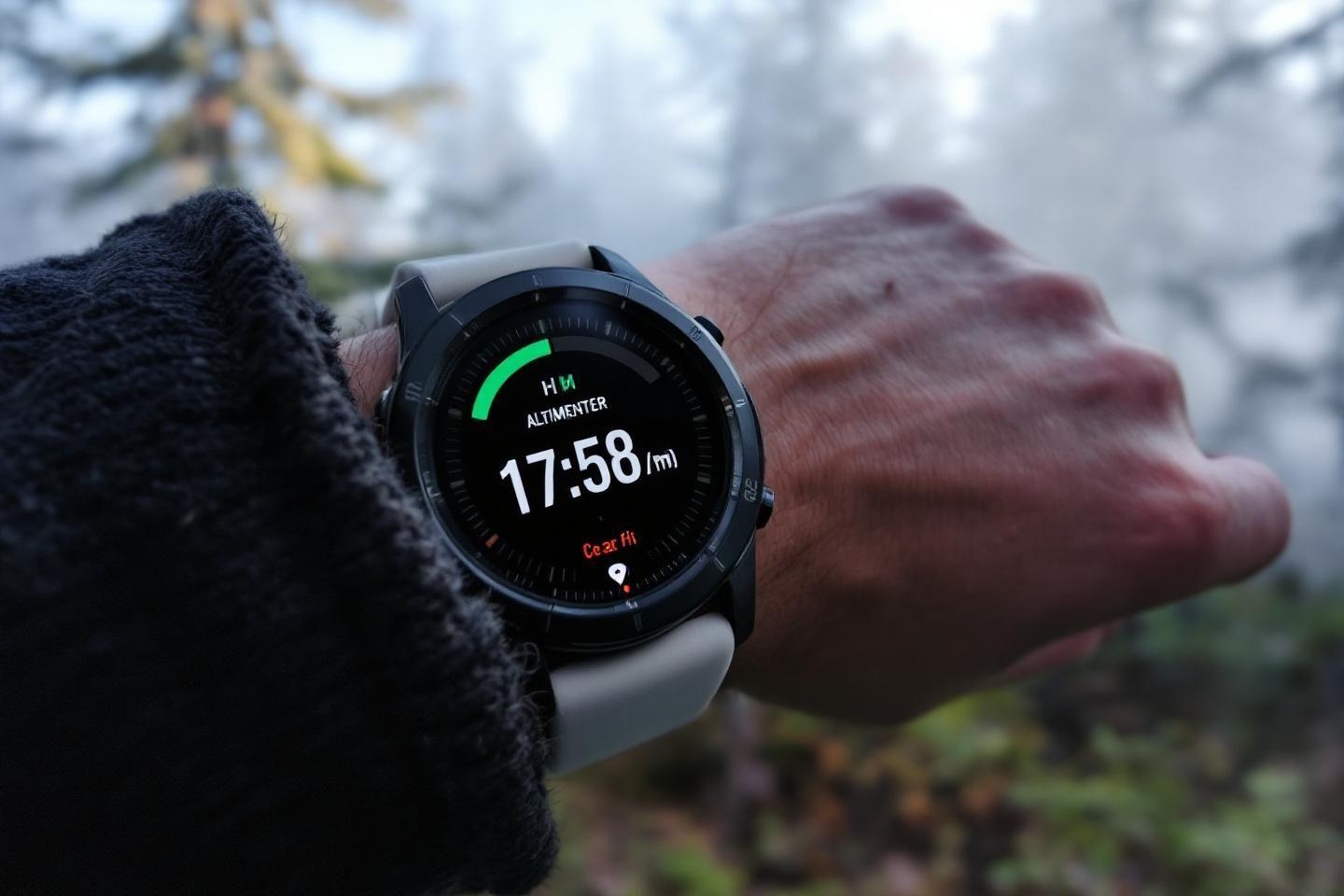 Montre GPS affichant l'altitude lors d'une sortie extérieure