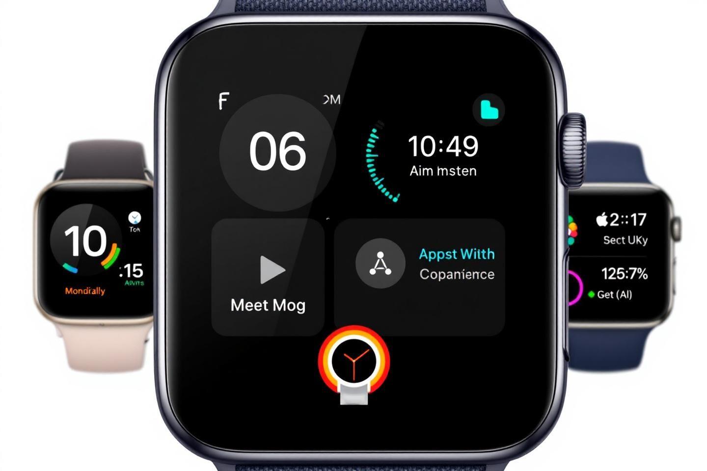 Trois montres connectées affichant différents écrans et informations