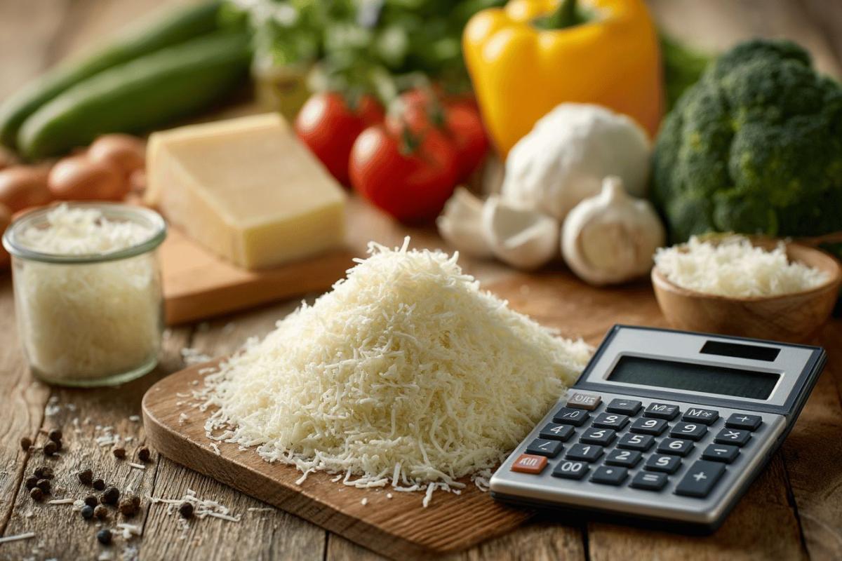 Calories et informations nutritionnelles du parmesan râpé sec : valeurs pour différentes portions